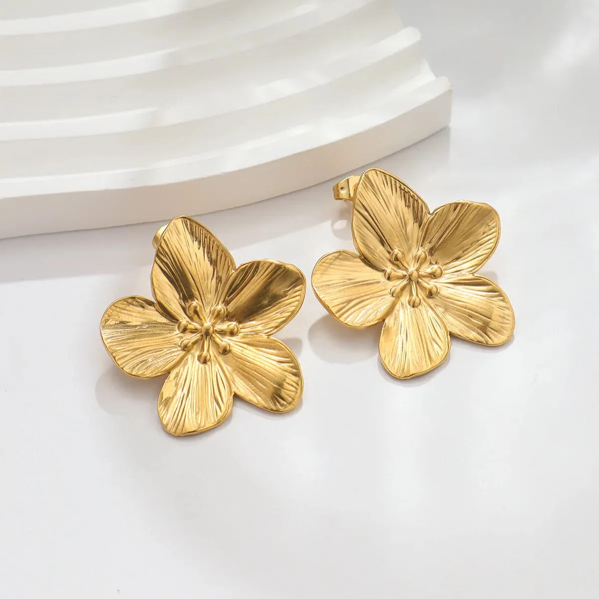 Gold Plated Vintage Butterfly Stud Earrings Charm