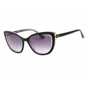 Guess Women's Sunglasses - Shiny Black Cat Eye Frame Gradient Smoke Lens | GU7831 01B