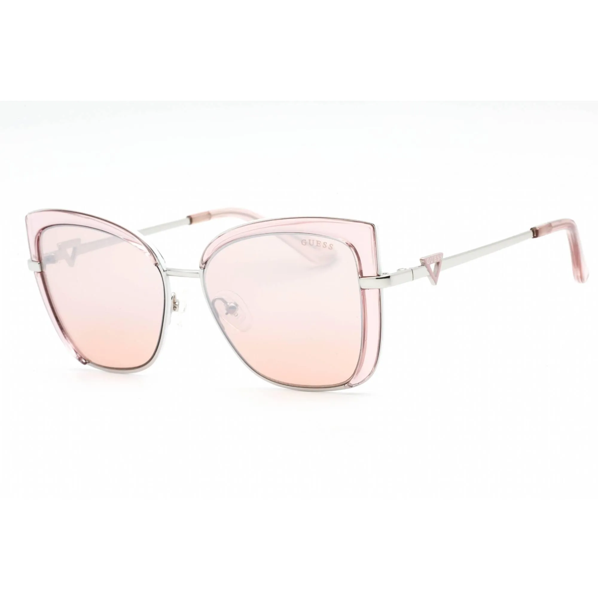 Guess Women's Sunglasses - Shiny Pink Metal Full Rim Cat Eye Frame | GU7633 72U