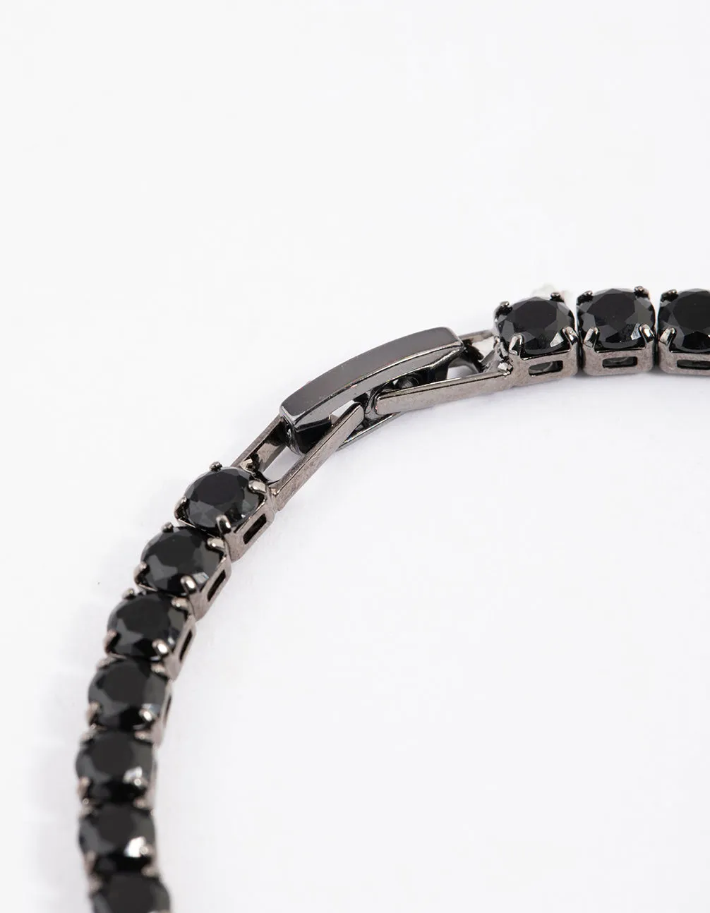 Gunmetal Cubic Zirconia Round Cupchain Bracelet