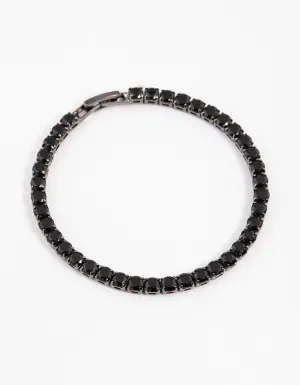 Gunmetal Cubic Zirconia Round Cupchain Bracelet