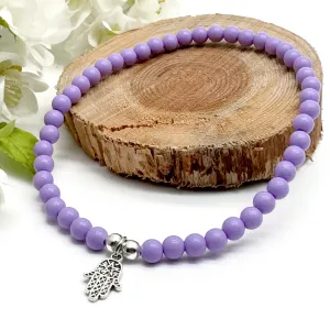 Hamsa Charm Acrylic Bead Anklet - Colour Choice