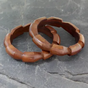 Handmade Wood Bangle Bracelets (Pair) - Forest Suns | NOVICA