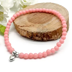 Heart Charm Acrylic Bead Anklet - Colour Choice