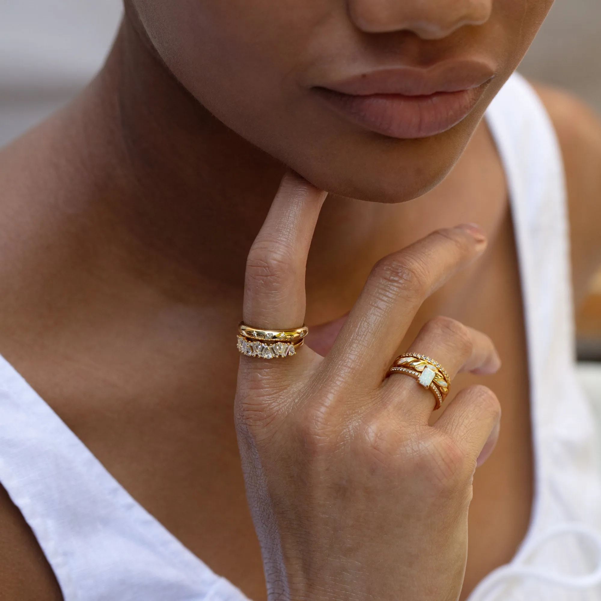 Hopeful Opal Baguette Ring