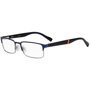 Hugo Men's Eyeglasses - Matte Blue Ruthenium Metal Rectangular Frame | HG0136 0KU0