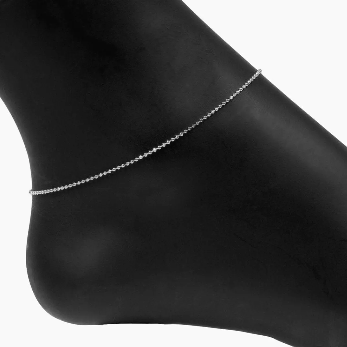 Italian Ferrara Diamond-Cut Bead Adjustable Anklet (Silver)