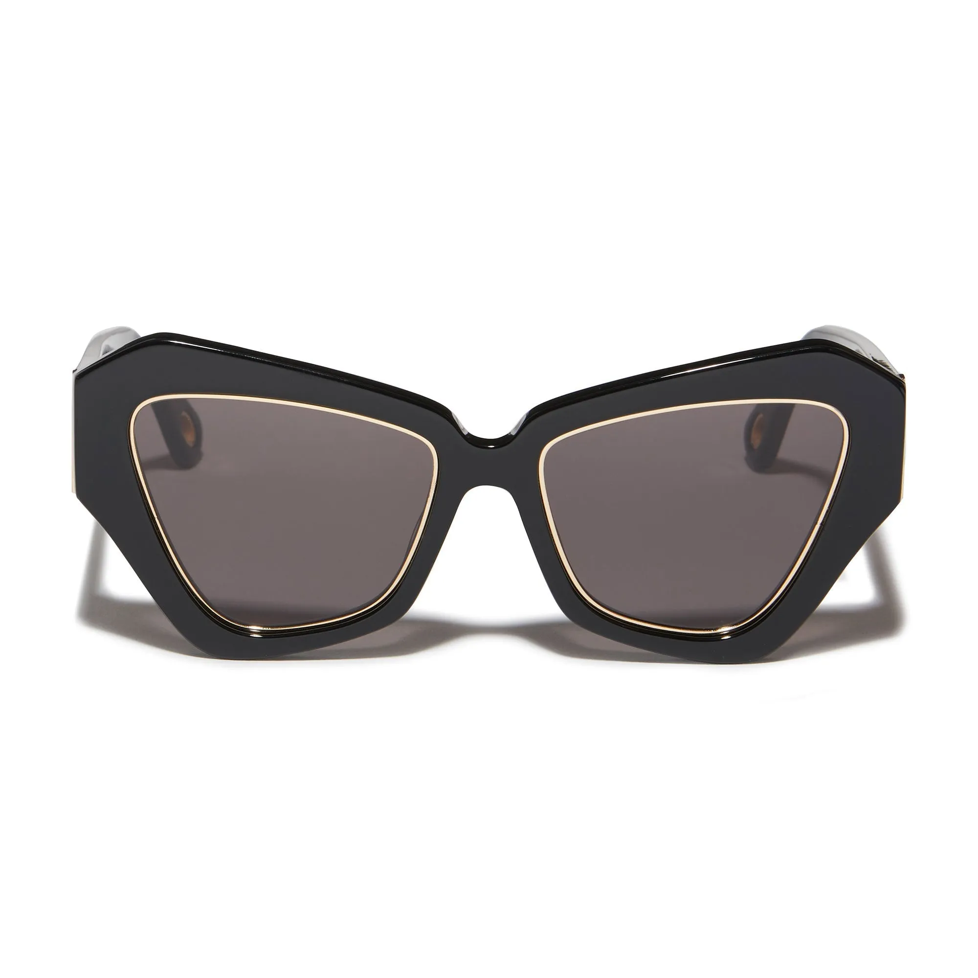 JET GOLD LARA WIDE CAT-EYE SUNGLASSES