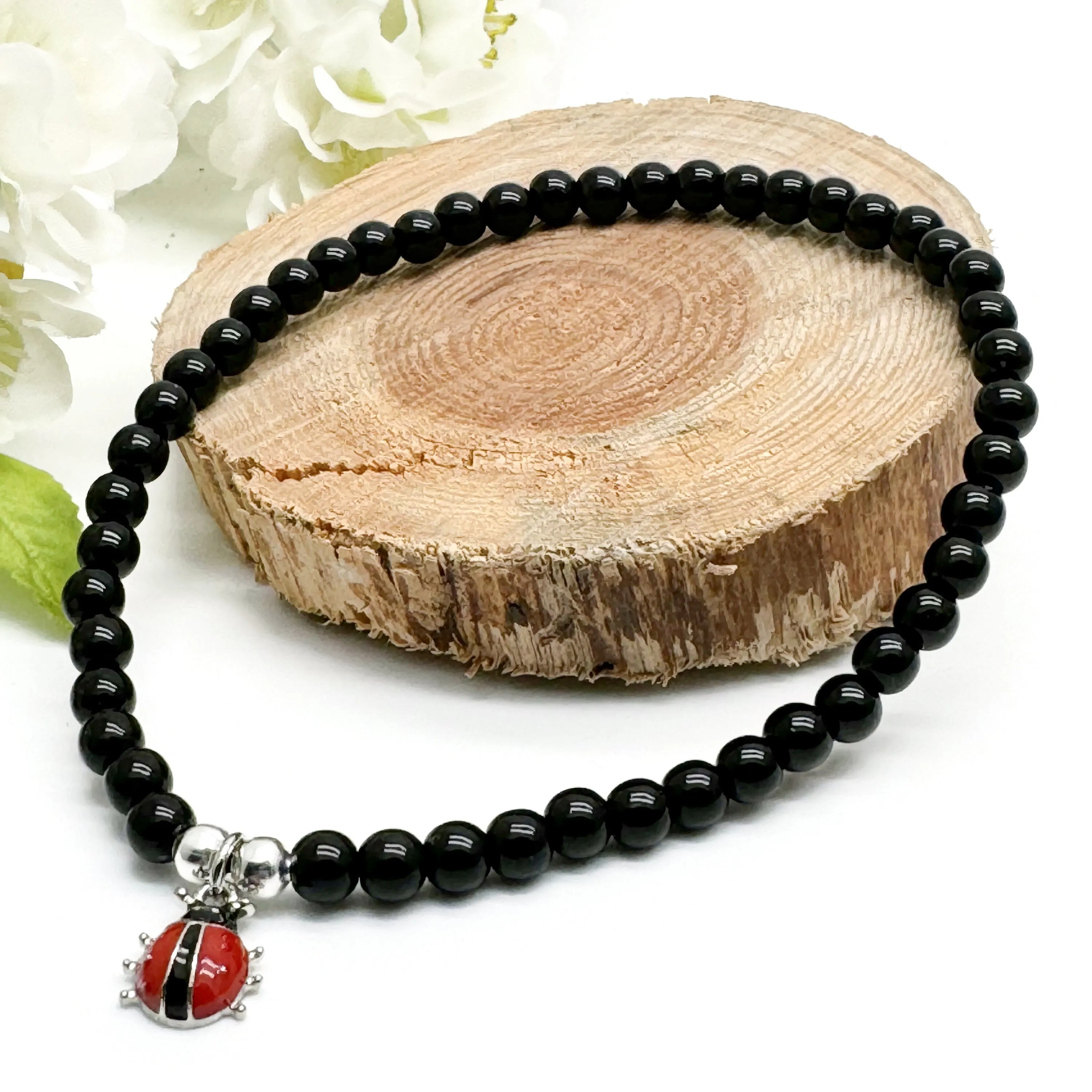 Ladybird Acrylic Bead Anklet - Colour Choice