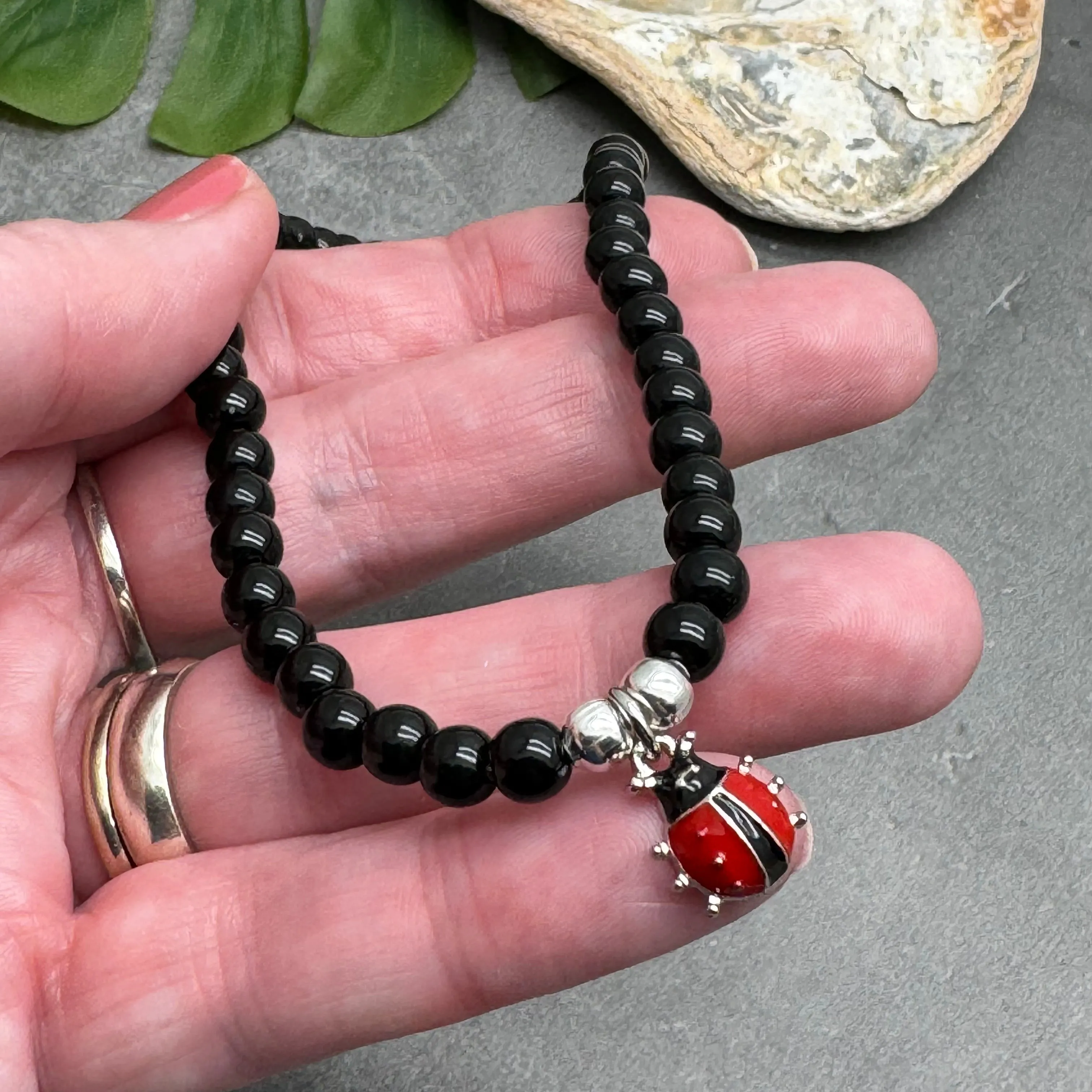 Ladybird Acrylic Bead Anklet - Colour Choice