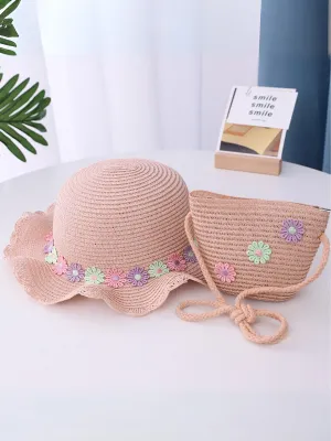 Little Blossom Daisy Straw Hat Set