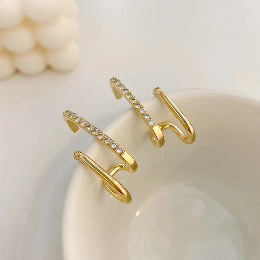 Luxury Crystal U-Shaped Gold Vintage Earrings