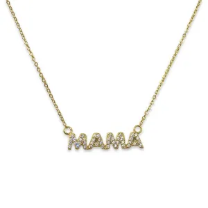 Mama Block Script Sparkle Necklace