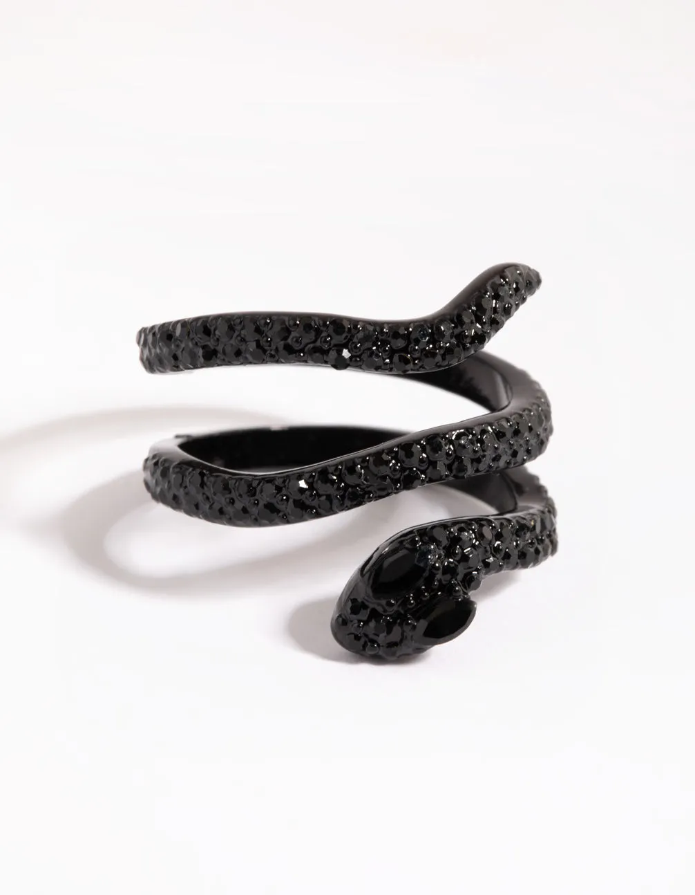 Matte Black Diamante Snake Ring