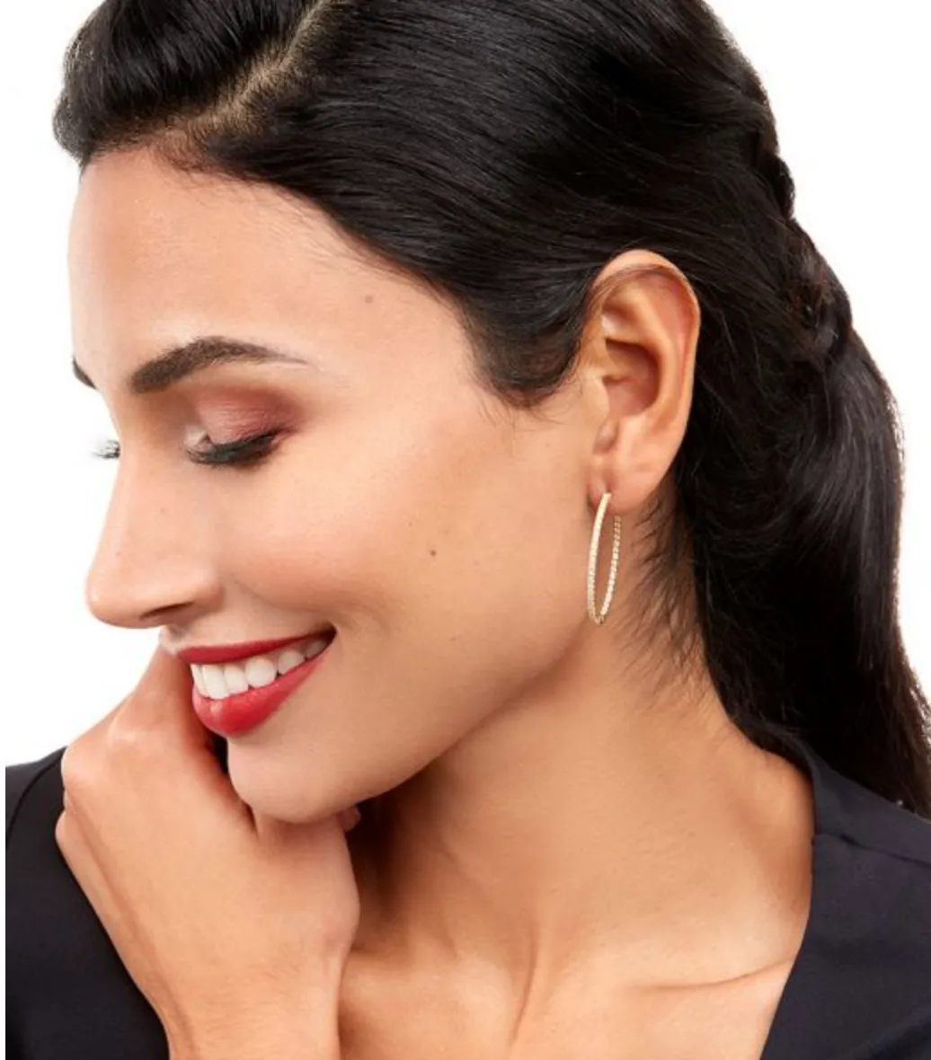 Mini Pave Oval Hoop Earrings