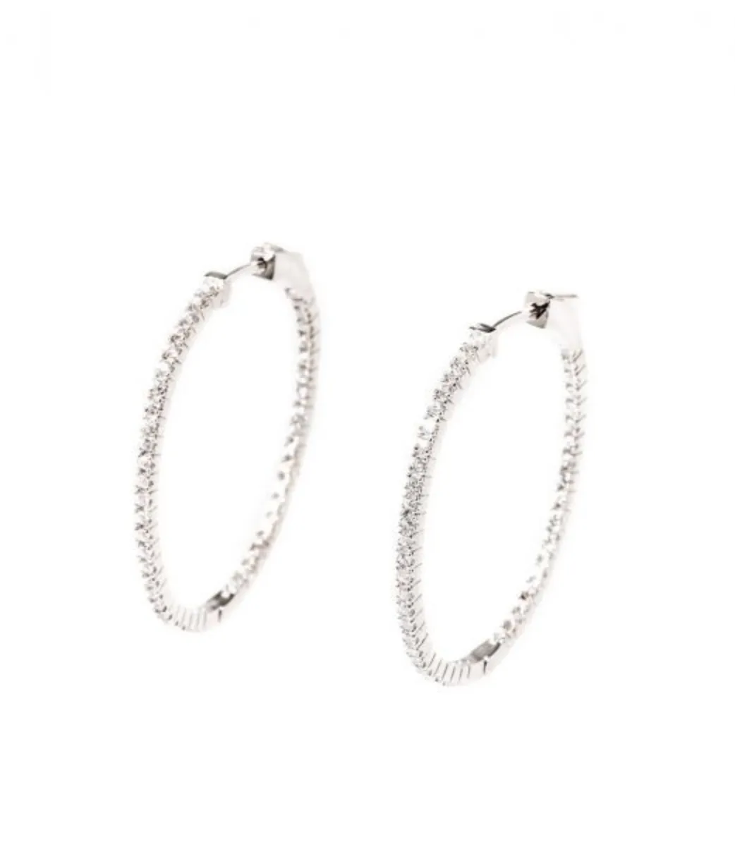 Mini Pave Oval Hoop Earrings