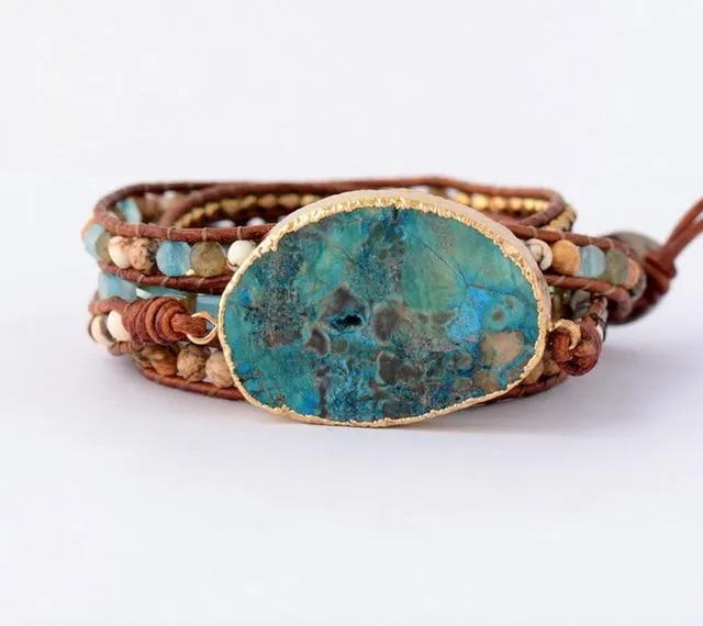 Mixed Natural Gilded Stone Bracelet