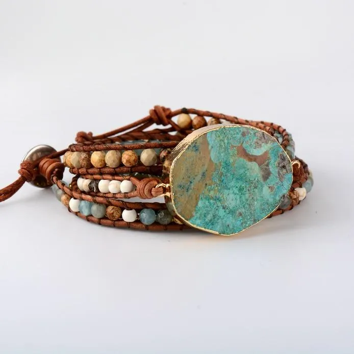 Mixed Natural Gilded Stone Bracelet