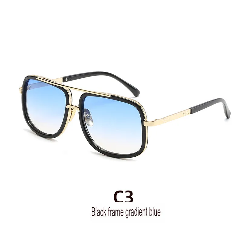 New men's personalized double-beam men's sunglasses, retro anti-UV driving sunglasses