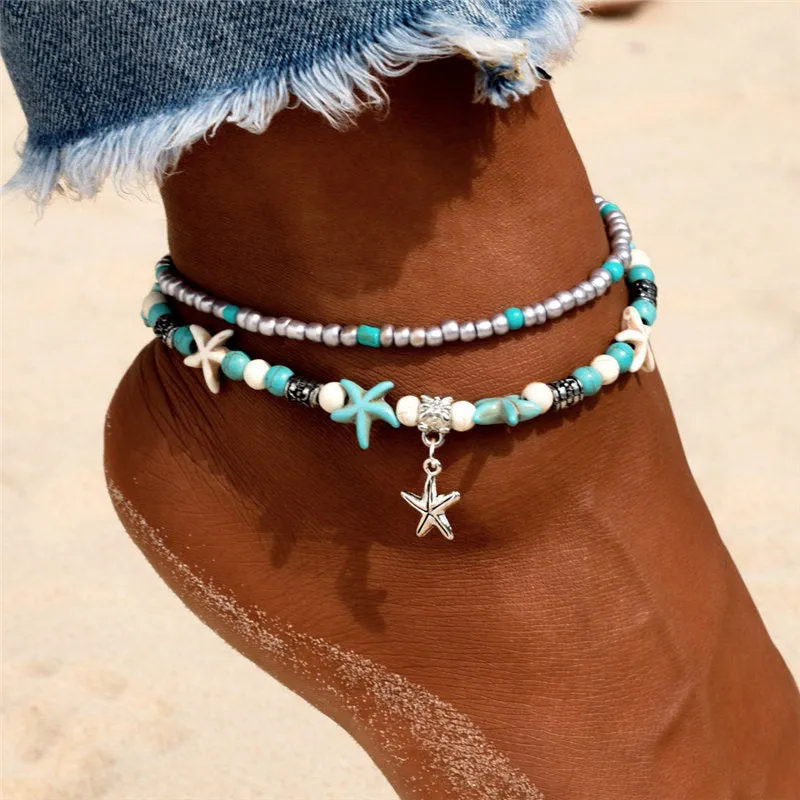 New Shell Beads Starfish Anklets for Women Beach Anklet Leg Bracelet Handmade Bohemian Foot Chain Boho Jewelry Sandals Gift