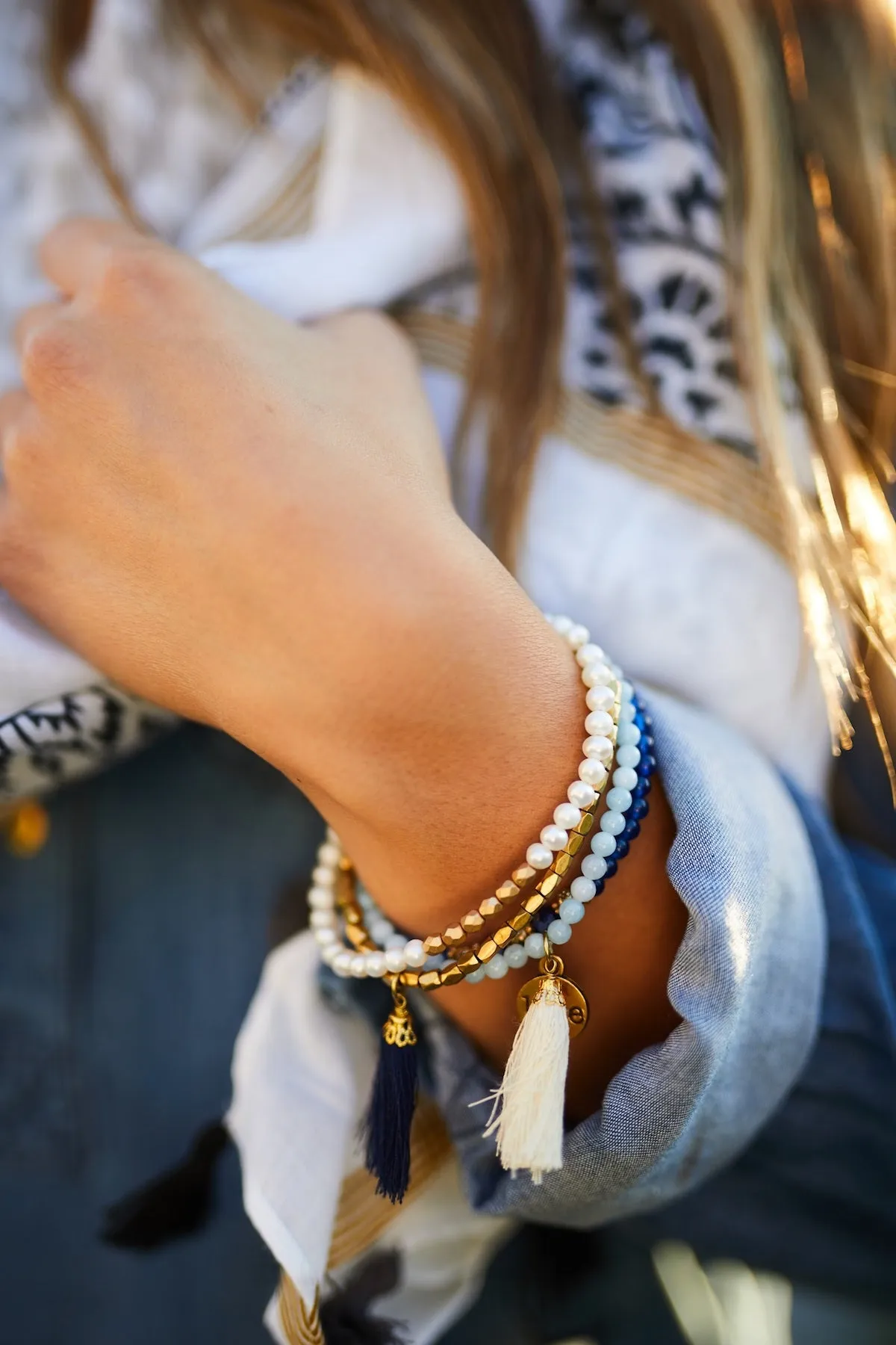 Pearl and Gold Station Bracelet