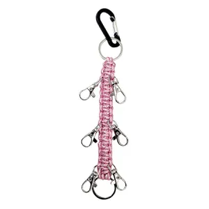 Pink NGIL Glitter Paracord Cheer Hairbow Holder for Backpack, Dance Team Hairbow Keychain with Carabiner