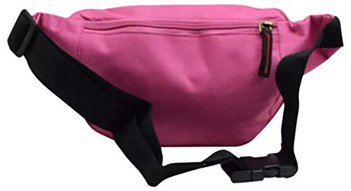 Pink Nylon Waist Fanny Pack Belt Bag Pouch Travel Hiking Camping Hip Purse Men Women