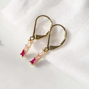 Pink Tri Colored Dangle Earrings