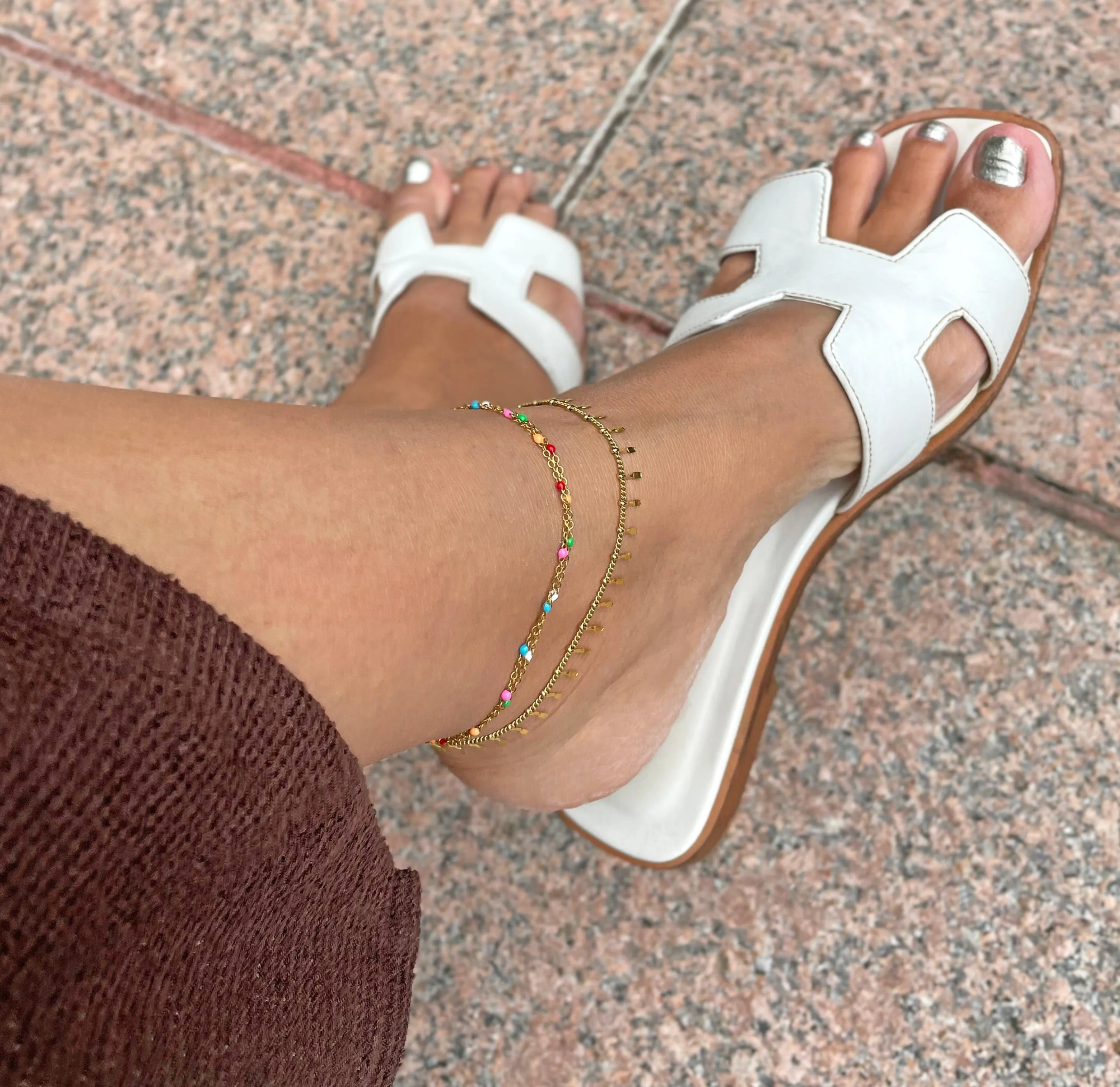 PRIYA DAINTY GOLD CONFETTI CHAIN ANKLET