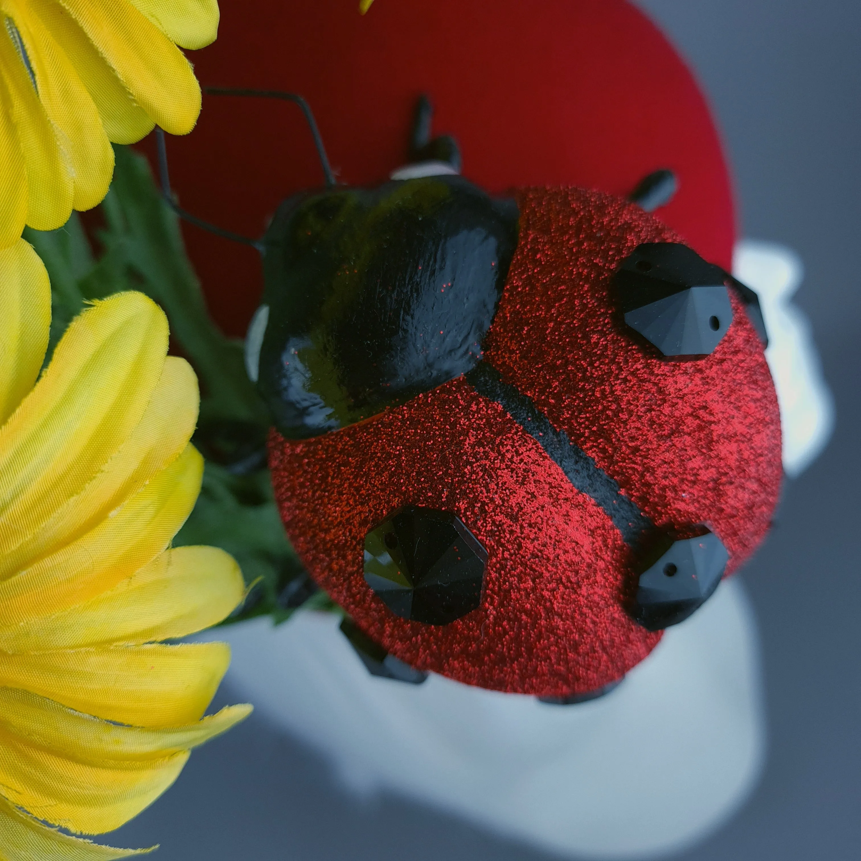 "Serenum" Red Ladybird & Daisy Fascinator Hat Headdress