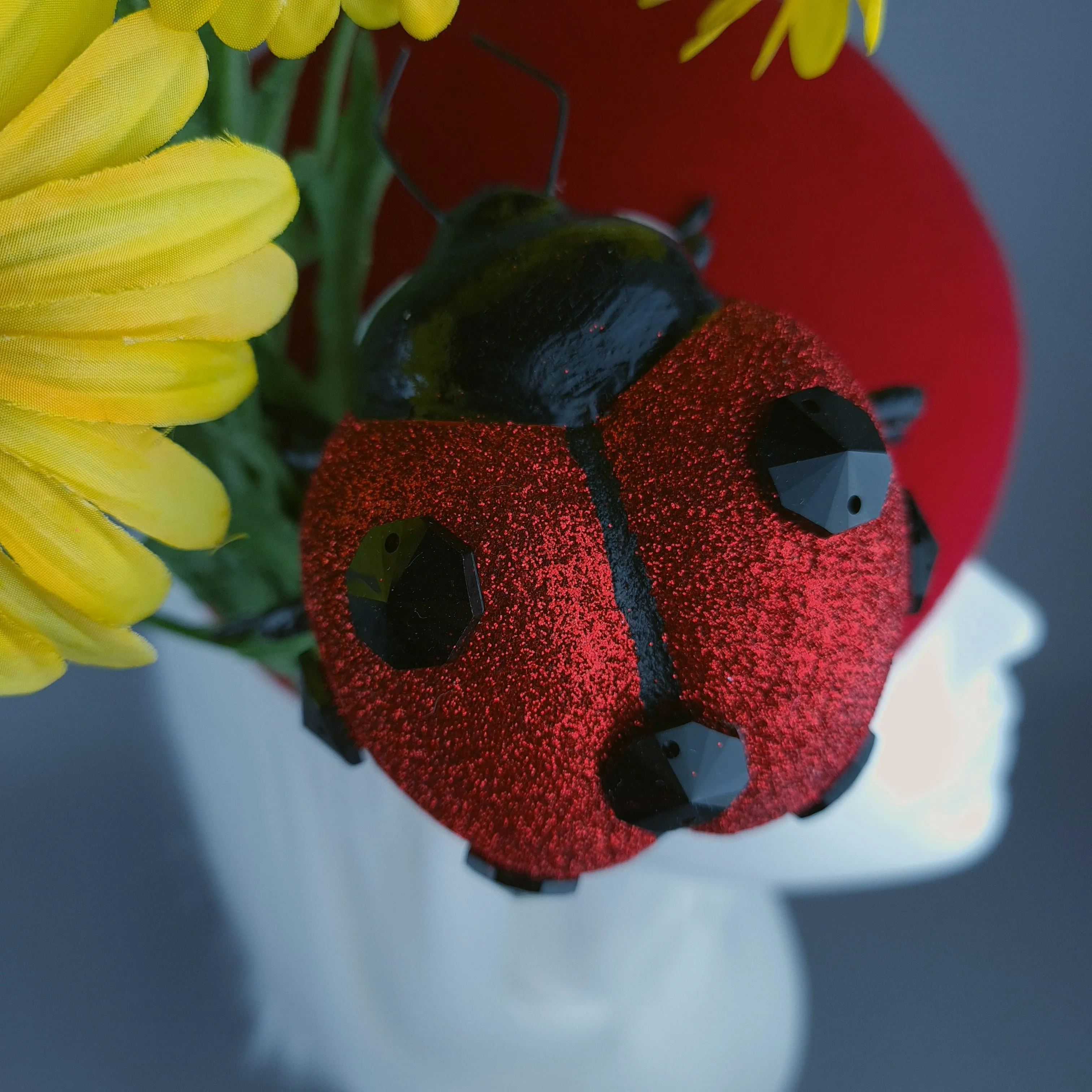 "Serenum" Red Ladybird & Daisy Fascinator Hat Headdress