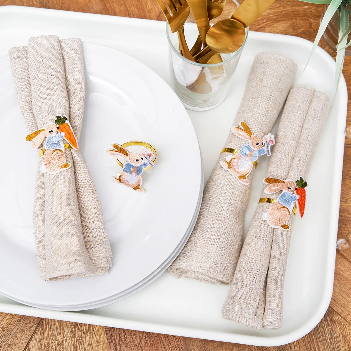 Rabbit & Carrot Napkin Ring, Set of 4