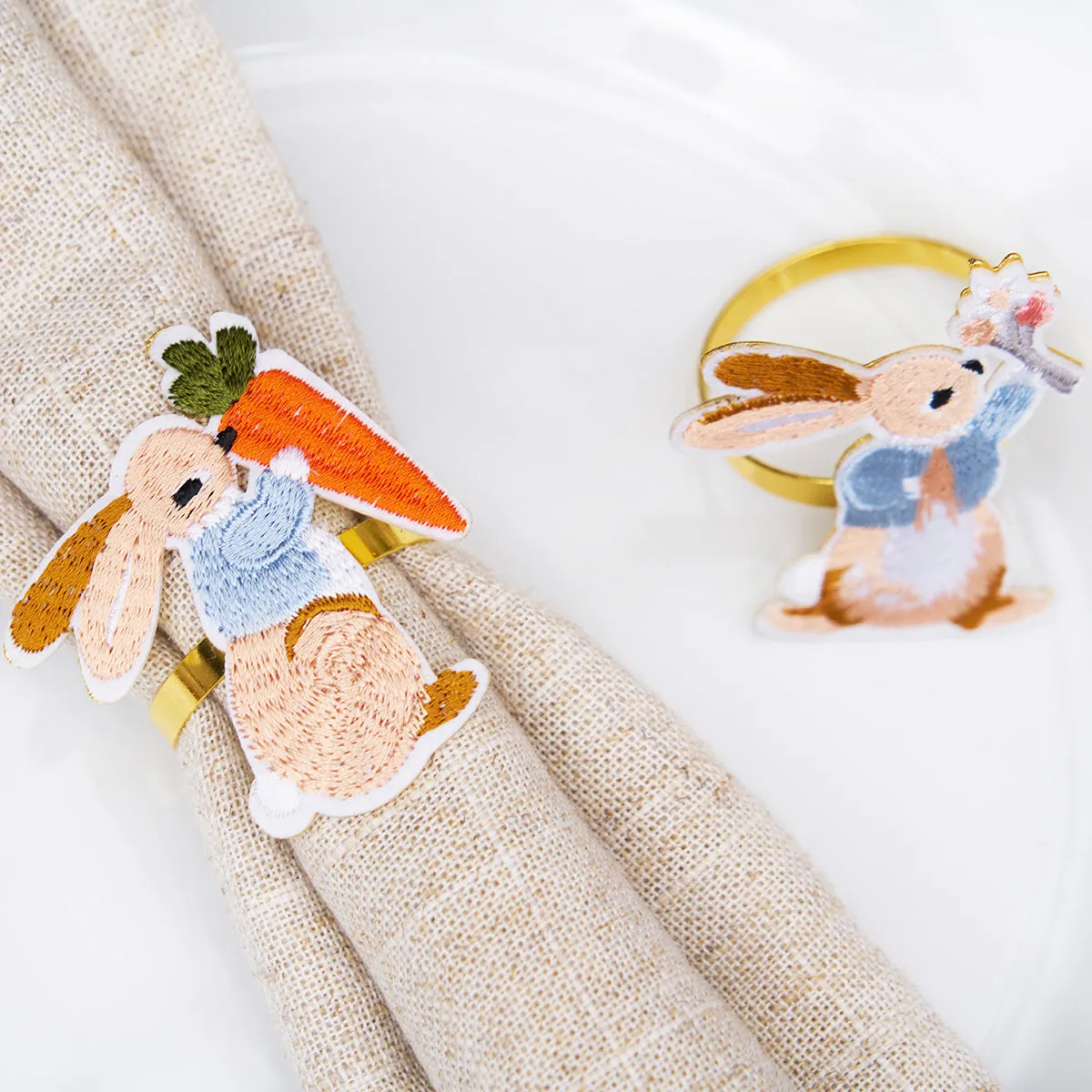 Rabbit & Carrot Napkin Ring, Set of 4