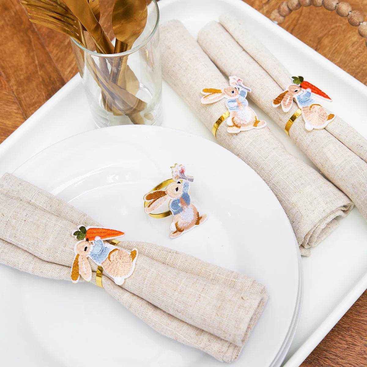 Rabbit & Carrot Napkin Ring, Set of 4