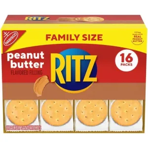 RITZ Peanut Butter Sandwich Crackers, Family Size, 16 - 1.38 oz Packs