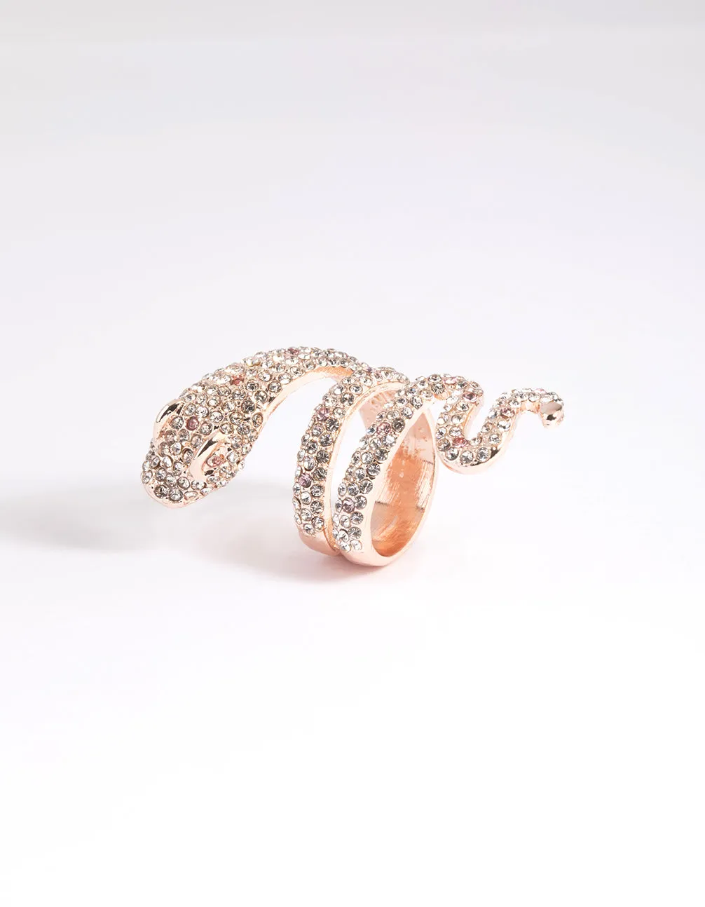 Rose Gold Diamante Snake Ring