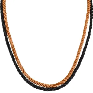 Set of 2 Mystic Cord Necklaces (Goldtone/Black/Tan)