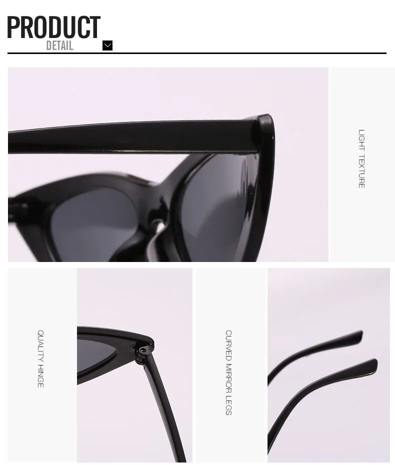 Sexy Ladies Sunglasses, Women Luxury Plastic Cat Eye Outdoor Sunglasses