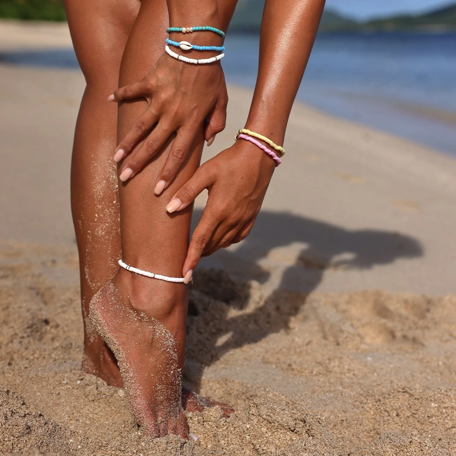 Sherbet Puka Shell Stretch Anklet