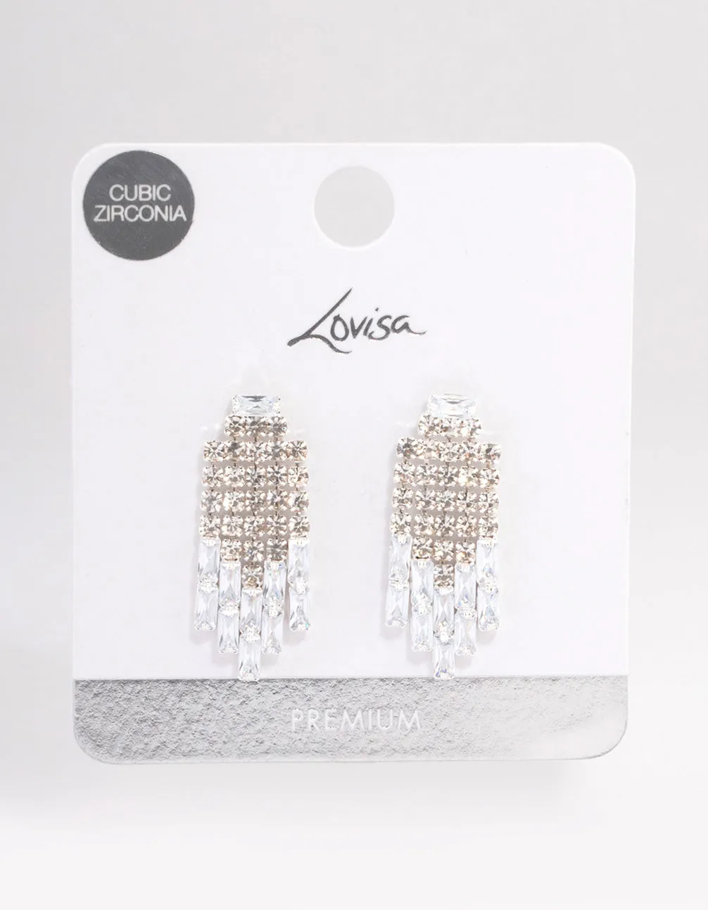 Silver Plated Cubic Zirconia Mesh Statement Drop Earrings