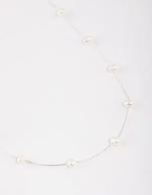 Silver Plated Freshwater Pearl Dotted Fine Necklace