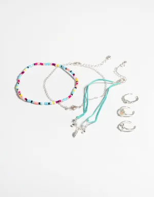 Silver Rainbow Toe & Anklet Set