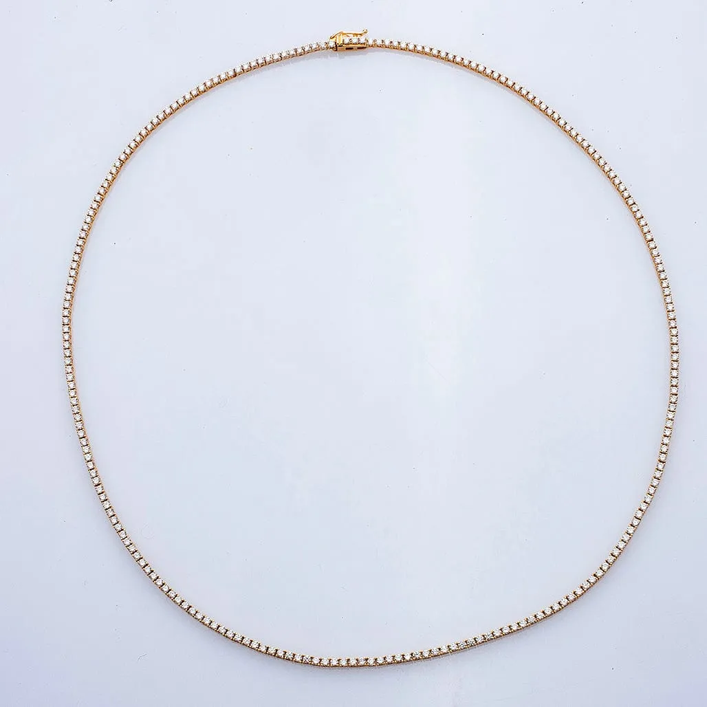 Small 14K Gold and Diamond Tennis Necklace 4-Prong Setting