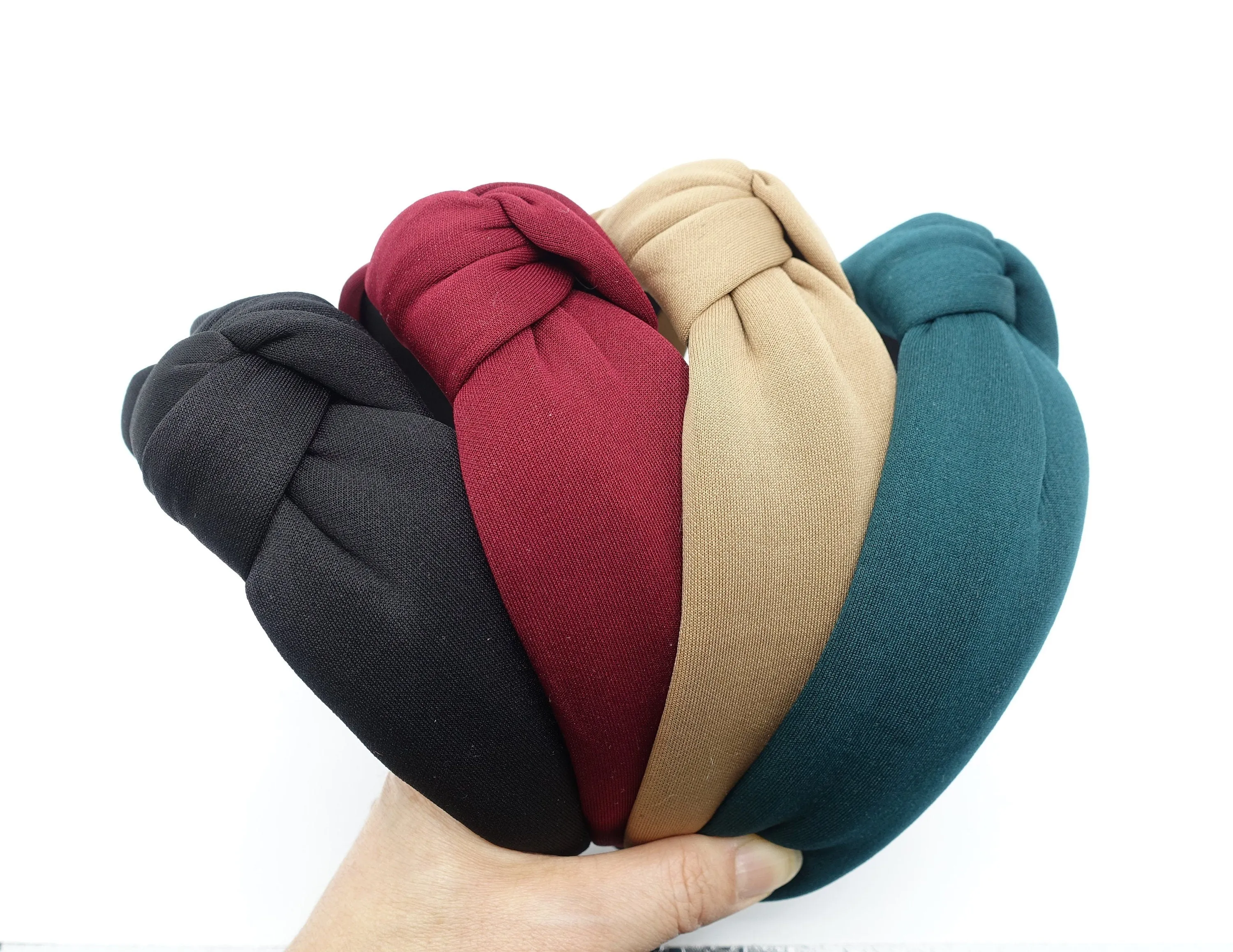 solid thick fabric knotted headband simple basic practical hairband women hair accessory