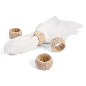 Spooling Around Jute Napkin Ring in Ivory, Set of 4