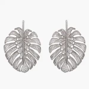 Statement Leaf Silver Filigree Earrings