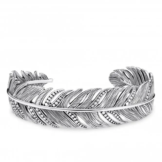 Sterling Silver Silver Coloured Feather Bangle AR099-637-21-L17