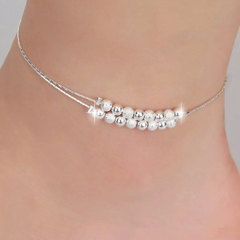 Sterling Two Layers Silver Star Anklet