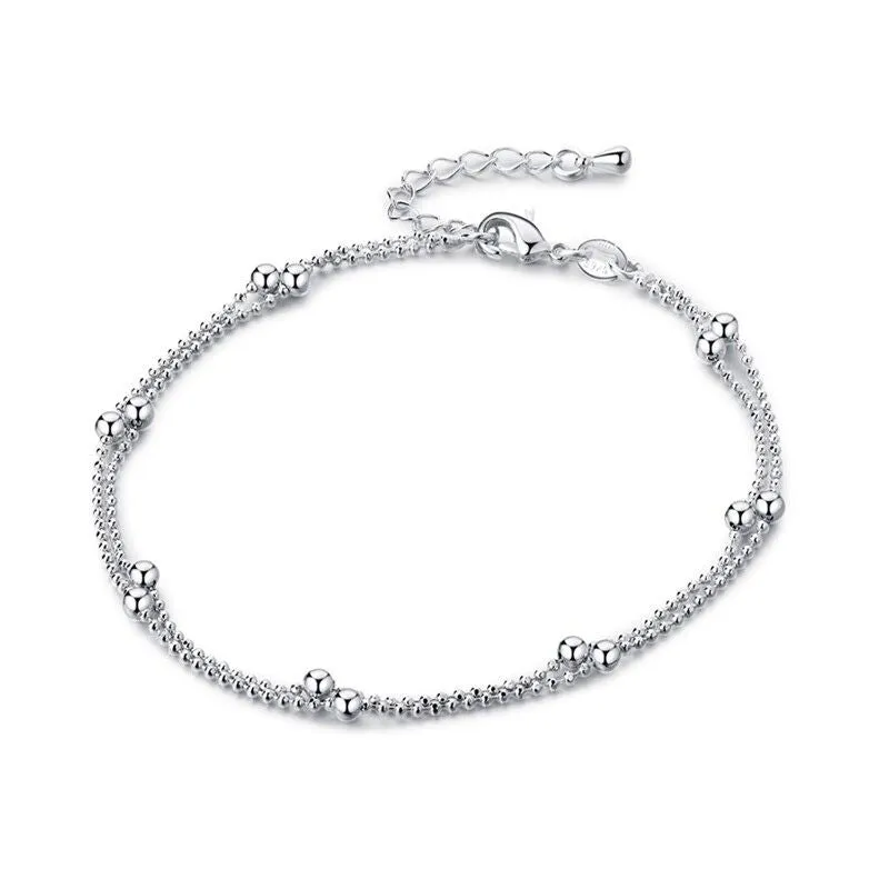 Sterling Two Layers Silver Star Anklet