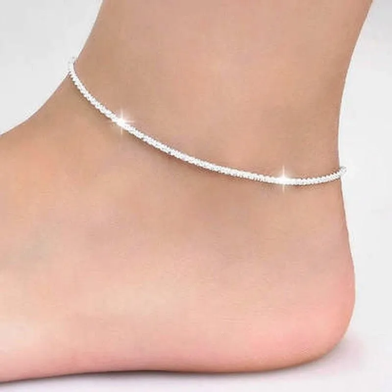 Sterling Two Layers Silver Star Anklet